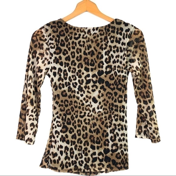 Alfani - Cheetah 3/4 Sleeve Blouse w/ Gold Jewel - Picture 4 of 6